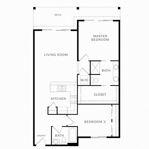 Floor plan for 2 beds, 2 baths